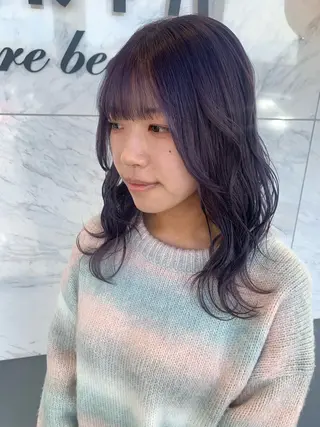 セミロング カラー 松永 らりっさのヘアスタイル