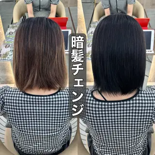 ミディアム 艶カラー/縮毛矯正 髪質改善/ 渡邊莉玖のヘアスタイル