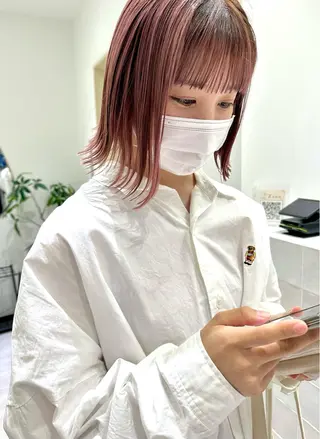 ミディアム レイヤー/ボブ/ 顔周り/yukinaのヘアスタイル