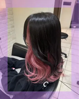 セミロング カラー ヘアアレンジ 🦄ブリーチ💜エク ステ💜MIU🦄のヘアスタイル