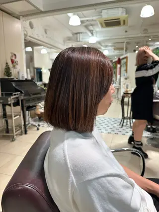 ミディアム カラー ボブ ショート 髪質改善  相澤晃希のヘアスタイル