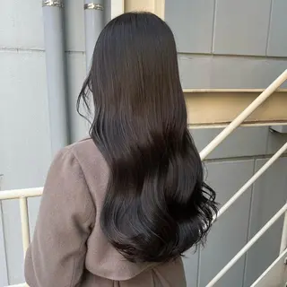 ロング カラー 🫧オリーブ/赤み消 し/暗髪🫧野本麗奈のヘアスタイル