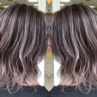 ミディアム カラー 縮毛/レイヤー 韓国/橋口のヘアスタイル