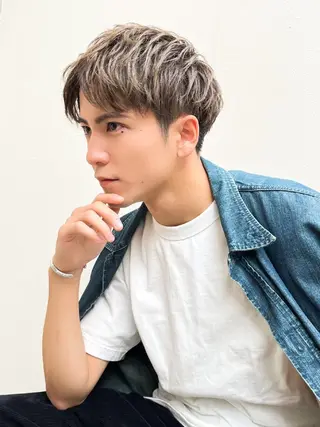 ショート カラー ヘアアレンジ メンズ パーマ 【韓国ヘア】 人気No.1/ユウキのヘアスタイル