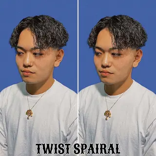 ミディアム カラー パーマ メンズ &CREW スタッフのヘアスタイル