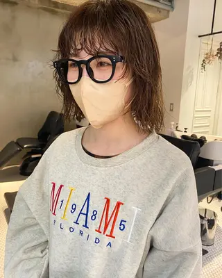 ミディアム カラー パーマ ヘアアレンジ メンズ キッズ ネイル マツエク・マツパ アイブロウ パーマスタイル🔅 sayacaのヘアスタイル