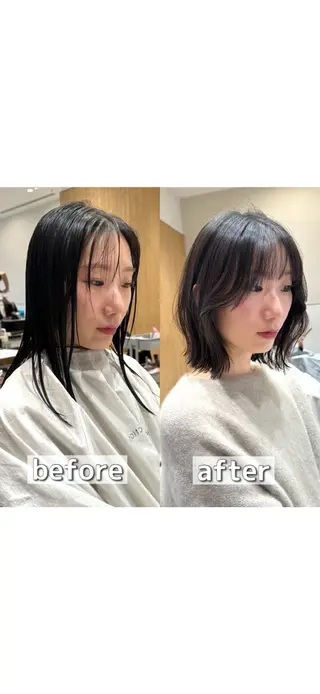 ミディアム カラー パーマ ヘアアレンジ 小野寺瑞希 /最小顔カットのヘアスタイル