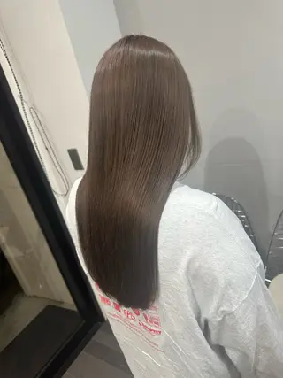 ロング カラー 透明感/ブリーチ縮毛 /髪質改善/星野純一のヘアスタイル