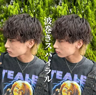ショート カラー パーマ ヘアアレンジ メンズ 亀井隆汰/メンズ専門 パーマ特化美容師のヘアスタイル
