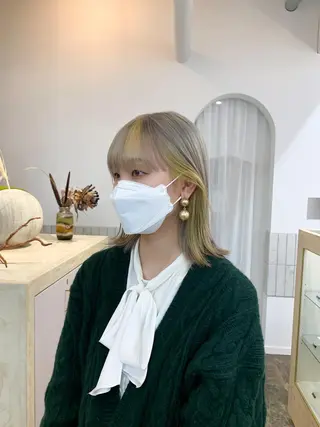 ミディアム カラー 似合わせカット ケアパーマ喜来雅由のヘアスタイル