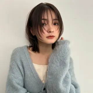 ミディアム 無料カットモデル/ センターパート/横浜のヘアスタイル