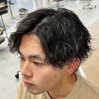 ショート パーマ メンズ メンズパーマ/波巻き 新潟/万代/夏芽🎀のヘアスタイル