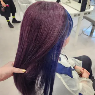 ロング カラー 推しアニメカラー🌈 ツヤ透明感カラー🦄のヘアスタイル