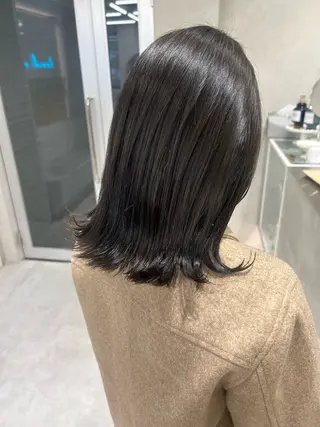 セミロング カラー ヘアアレンジ fumika🎀 韓国ヘア×ベージュのヘアスタイル