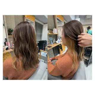 ロング カラー レイヤーカット・ 縮毛矯正 星野のヘアスタイル