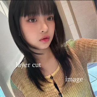 セミロング レイヤー小顔ショート 吉田ジョウのヘアスタイル