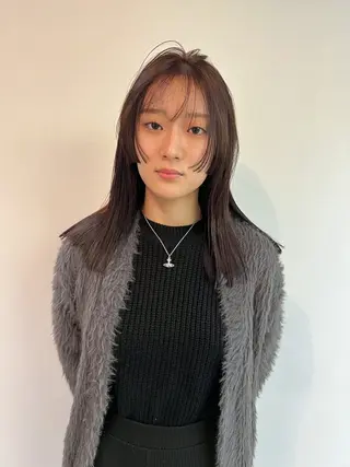 ロング カラー 顔周りレイヤー/韓国 ブリーチminamiのヘアスタイル