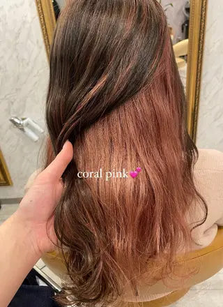 セミロング カラー ヘアアレンジ 🥀暖色韓国ヘア💕 保科侑花のヘアスタイル