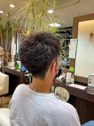 ミディアム カラー メンズ メンズパーマ 赤司 泰樹のヘアスタイル