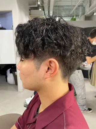 ショート パーマ メンズ カットモデル 募集✨のヘアスタイル