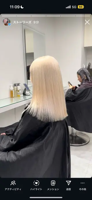 ロング カラー ヘアアレンジ ハイトーン艶カラー 🤍ゆうひのヘアスタイル