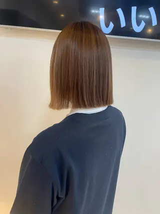 ミディアム カラー 🍊うる艶暖色カラー ボブ🍓マツパまゆかのヘアスタイル