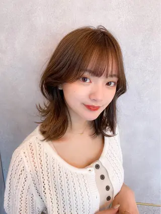 ミディアム カラー 新宿/韓国風レイヤー 髪質改善/渋谷直樹のヘアスタイル