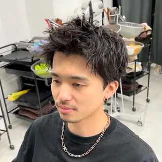 ショート パーマ メンズ メンズパーマ/波巻き 新潟/万代/夏芽🎀のヘアスタイル