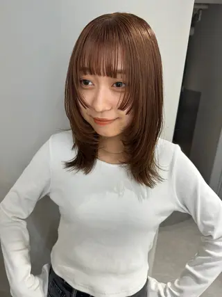 ミディアム カラー 高畑 恵莉 👒 暖色 / 艶髪 🧺のヘアスタイル