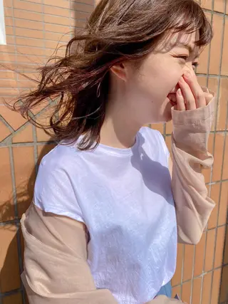 ミディアム カラー irwi/イルウィ所属・miku🎀門前仲町 ブリーチ・レイヤーのヘアスタイル