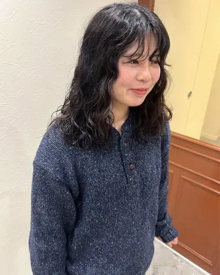 ミディアム パーマ rena ✶伏見/顔周りカットのヘアスタイル