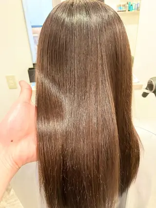 セミロング カラー パーマ ブリーチ毛縮毛矯正 長谷川のヘアスタイル