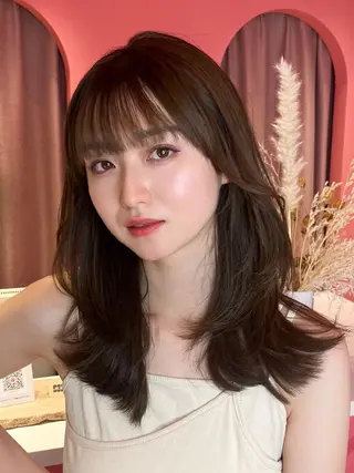 ロング カラー 山崎/ボブ縮毛矯正 レイヤー髪質改善のヘアスタイル