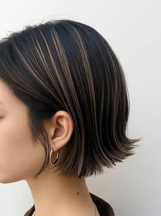 ミディアム 髪質改善アンブリーチ 店長みやけななのヘアスタイル