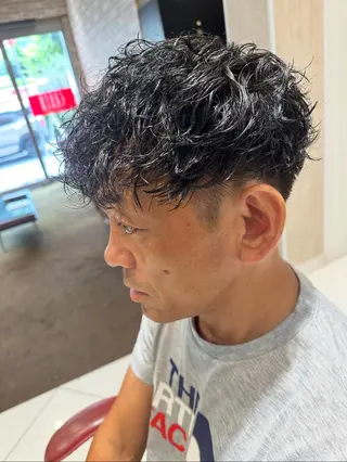 ショート カラー パーマ ヘアアレンジ メンズ 💈メンズ特化 美容師サキ💈のヘアスタイル