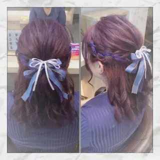 セミロング ヘアアレンジ ヘアセット/着付け 𓇼 松本 夏美𓇼のヘアスタイル