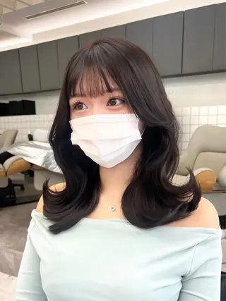 ミディアム 韓国ヘア♡ 顔まわりカットayaのヘアスタイル
