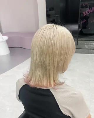 ミディアム ブリーチカラー うたのヘアスタイル