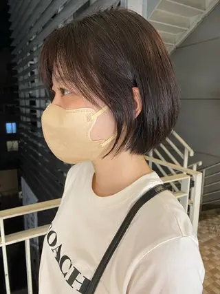 ショート カラー 艶 透け感カラー 似合わせ 齊木 勇人のヘアスタイル