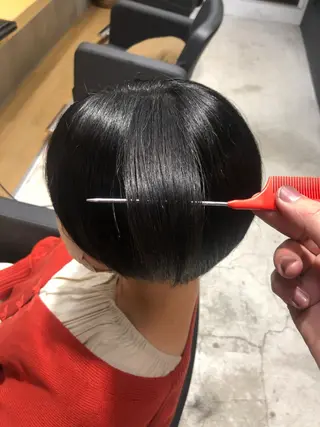 ショート カラー パーマ ✨髪質改善ストレート ×ミニボブ✨萩原　翼のヘアスタイル