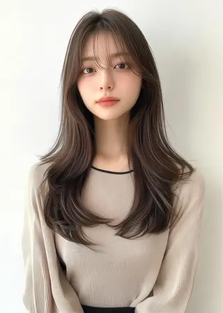 セミロング 韓国ヘア|シアーカラ |艶カラー|アカリのヘアスタイル