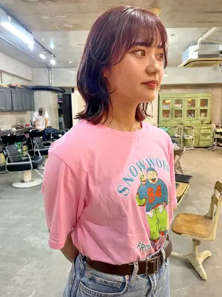 ミディアム ハイトーン/顔まわり レイヤー/YUKAのヘアスタイル