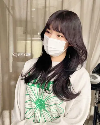 ロング 京都レイヤーカット/ 縮毛矯正/羽柴りくのマツエク・マツパデザイン