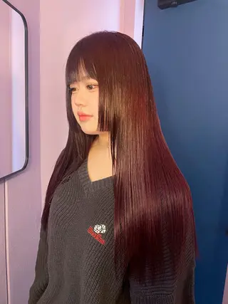 ロング カラー ヘアアレンジ ハッシュカット/ 韓国ヘア☽⋰mahoのヘアスタイル