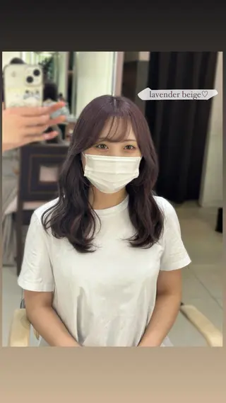 セミロング Ami♡ ピンク/ラベンダーのヘアスタイル