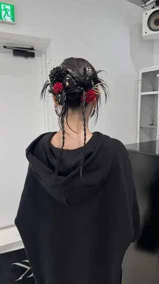 セミロング カラー ヘアアレンジ 艶ハイトーン/ヘア アレンジAYAKAのヘアスタイル