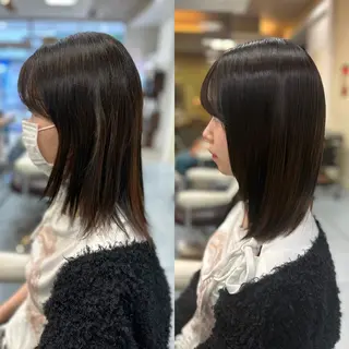 ミディアム パーマ 髪質改善/縮毛矯正 /ブリーチ矯正/岡部のヘアスタイル