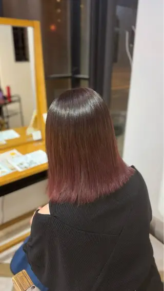 セミロング カラー みらい🖤ブリーチ 縮毛矯正モデル募集のヘアスタイル