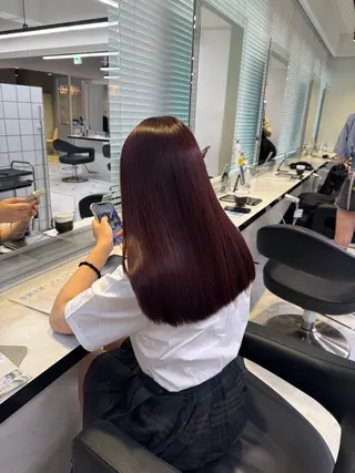 セミロング 韓国ガーリー🤍暖 色カラー🤍misaのヘアスタイル