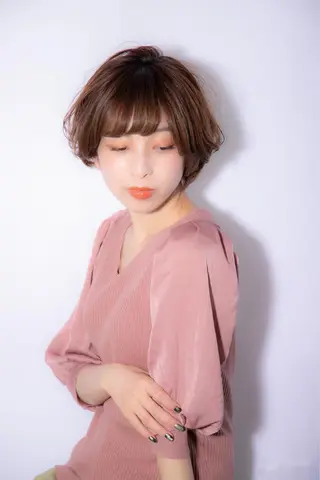 ショート カラー パーマ ヘアアレンジ 前髪/ハイライト得意 安西駿一 【銀座】のヘアスタイル